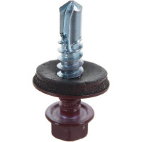 Кровельный саморез Госкреп 5.5х25 мм, RAL 3005, красное вино, 250 шт., большой пластиковый контейнер, 1000 мл 2-0017160