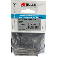 Шуруп для террасной доски BULLIT TX20 5х60, нержавеющий, 8 шт., подвес 14-0015280