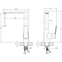 Смеситель для кухни RUSH Balearic высокий, с поворотным изливом, хром BA3935-23