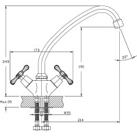 Смеситель для кухни RUSH Bianki с высоким, поворотным изливом, хром BI7650-22