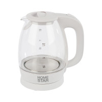 Чайник HomeStar HS-1012 1.7 л, стекло, пластик, белый 003566