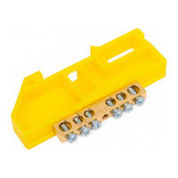 Нулевая шина EKF N, 6 отверстий, латунь, желтый изолятор на DIN-рейку, PROxima sn0-63-06-dz