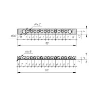 Шина EKF PEN, ноль-земля, 14 отверстий, латунь, крепеж по краям, PROxima sn0-63-14-k