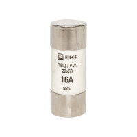 Плавкая цилиндрическая вставка EKF ПВЦ 16А PROxima pvc-22x58-16