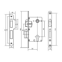Замок с ригелем под ключевой цилиндр MORELLI цвет-золото L1885 PG 9011250