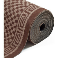 Коврик-дорожка SUNSTEP влаговпитывающий, на ПВХ основе, Шашки 0,9х12 м, коричневый 35-302