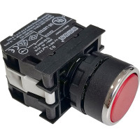 Нажимная круглая кнопка Emas красная, 250В AC, 4А, 12-30В AC/DC B162DK