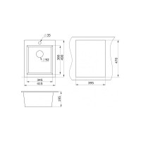 Гранитная мойка Paulmark KANTE 40 черный, 415х490 мм PM104249-BL