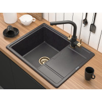 Гранитная мойка Paulmark FLUGEN 50-650 черный, 650х500 мм PM216550-BL