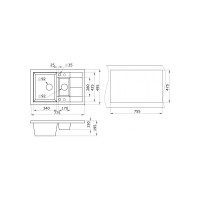 Гранитная мойка Paulmark FLUGEN 60/1,5 белый, 775х495 мм PM237850-WH