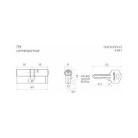 Цилиндровый механизм НОРА-М ЛУ-60 30-30 хром Х 5319
