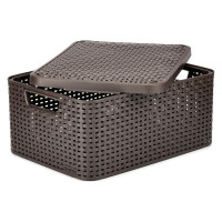 Корзина RCURVER ATTAN STYLE BOX M + крышка тёмно-коричневая 03618-210