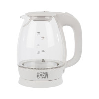 Чайник HomeStar HS-1012 1.7 л, стекло, пластик, белый 003566