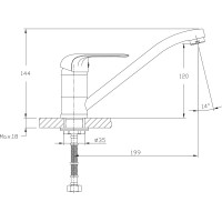 Смеситель для кухни RUSH Fiji с поворотным изливом, хром FI1835-27