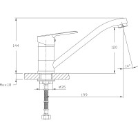 Смеситель для кухни RUSH Victoria с поворотным изливом, хром VI7135-27