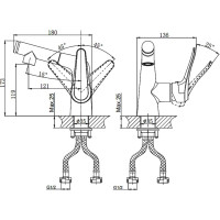 Одноручный смеситель для умывальника RUSH с вытяжной лейкой JA0735-12