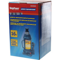 Гидравлический бутылочный домкрат MEGAPOWER 16 т, 230-460 мм, с клапаном M-91604