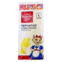 Латексные перчатки Кошкин Дом, желтые, размер L, 30-05-003