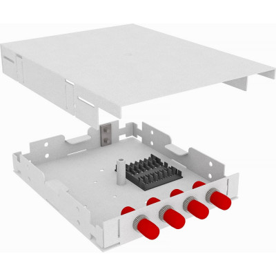 Одномодовый укомплектованный настенный оптический кросс TopLan КРНМ-Top-04ST/U-OS2-GY