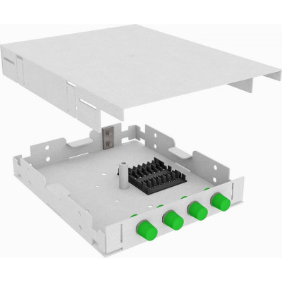 Одномодовый укомплектованный настенный оптический кросс TopLan КРНМ-Top-04FC/A-OS2-GY