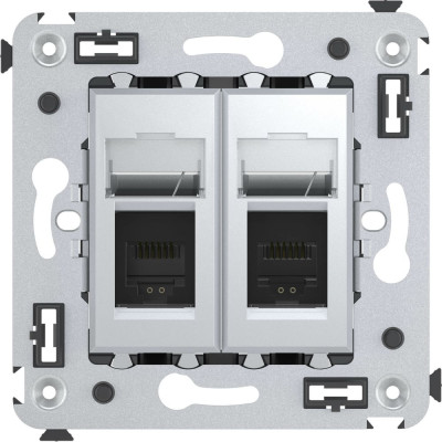 DKC ТелефоннаярозеткаRJ12встенудвойнаяAvantiЗакаленнаясталь 4404314