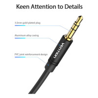 Аудио кабель Vention Jack 3,5 mm M/Jack 3,5 mm M - 1,5м, черный BAKBG