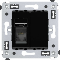 Одинарная розетка DKC, Avanti, черный квадрат, RJ45, в стену, 5e 4402463