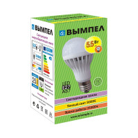 Лампа Вымпел, А57, Е27, 5,5Вт, теплый свет, пластиковый корпус 9023