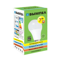 Лампа Вымпел, А60, Е27, 7Вт, холодный свет, корпус - алюминий/пластик 9002
