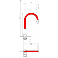Смеситель для кухни FAUZT гибкий излив, тип См-МОЦБА, красный FZs-822-R101