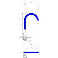Смеситель для кухни FAUZT гибкий излив, тип См-МОЦБА, синий FZs-822-B101