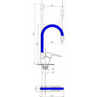 Смеситель для кухни FAUZT гибкий излив, тип См-МОЦБА, синий FZs-833-B129