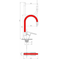 Смеситель для кухни FAUZT гибкий излив, тип См-МОЦБА, красный FZs-833-R129