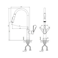 Одноручный смеситель для кухни RUSH с поворотным изливом и вытяжной лейкой DN0335-23