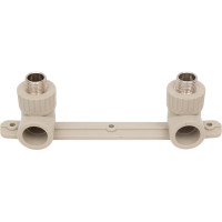 Комбинированный угольник RTP PN25 с креплением, двойной под смеситель, наружная резьба, D25х1/2 мм, серая 11058