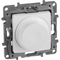 Диммер поворотно-нажимной универсальный LED Legrand Etika 300Вт без нейтрали белый 672219