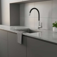 Смеситель для кухонной мойки FASHUN из нержавеющей стали, с гибким черным изливом A54301-7