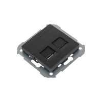 Адаптер Simon со шторками на 2 коннектора UTP RJ45, FTP RJ45, RJ12, AMP, S82, S82N графит 82006-38