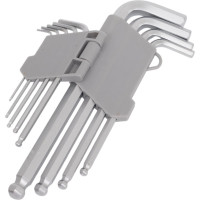 Набор имбусовых ключей Hardax удлиненные, с шарниром, 6 граней, 9 предметов 43-2-119