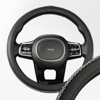 Оплетка SKYWAY Crystal-1 M Черная экокожа/синие стразы S01102462