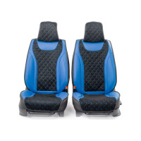 Каркасные 3D накидки на передние сиденья CarPerformance 2 шт., экокожа и алькантара CUS-3044 BK/BL