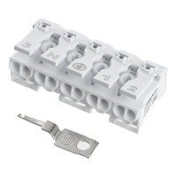 Монтажная клемма FERON для подключения фазных проводников, 5 контактных групп (3 ввода, 3 вывода на полюс), LD294-5105 32959