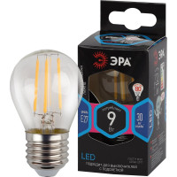 Филаментная лампа ЭРА F-LED P45-9w-840-E27 шар, 9 Вт, нейтральная, E27, 10/100/4000 Б0047029