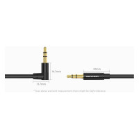 Аудио кабель Vention Jack 3,5 mm M/Jack 3,5 mm M, угол 90 - 0.5м, черный BAKBD-T