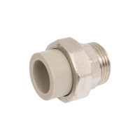 Муфта комбинированная RTP разъемная, американка, наружная резьба, D25х1 мм, серая 15810