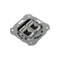 Адаптер Simon со шторками на 2 коннектора UTP RJ45, FTP RJ45, RJ12, AMP, S82, S82N графит 82006-38