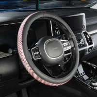 Оплетка SKYWAY Crystal-1 M Черная экокожа/розовые стразы S01102465