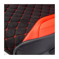 Каркасные 3D накидки на передние сиденья CarPerformance 2 шт., экокожа и алькантара CUS-3044 BK/RD