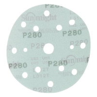 Круг шлифовальный FILM L312TV (100 шт; 150 мм; на липучке; 15 отв; зелёный; P280) SUNMIGHT 53013