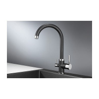 Высокий смеситель с краном под питьевую воду GRANULA GR-2168 черный